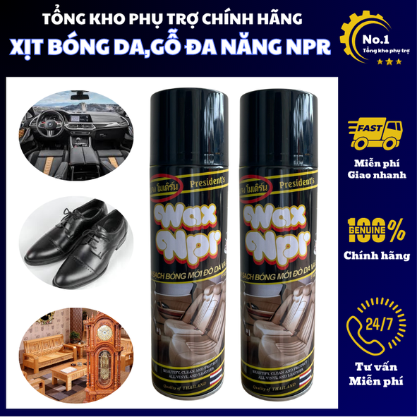 Xịt bóng nội thất ô tô, Xịt bóng xe máy - Phục hồi nhựa nhám, dưỡng đen da, nhựa, cao su WAX NPR