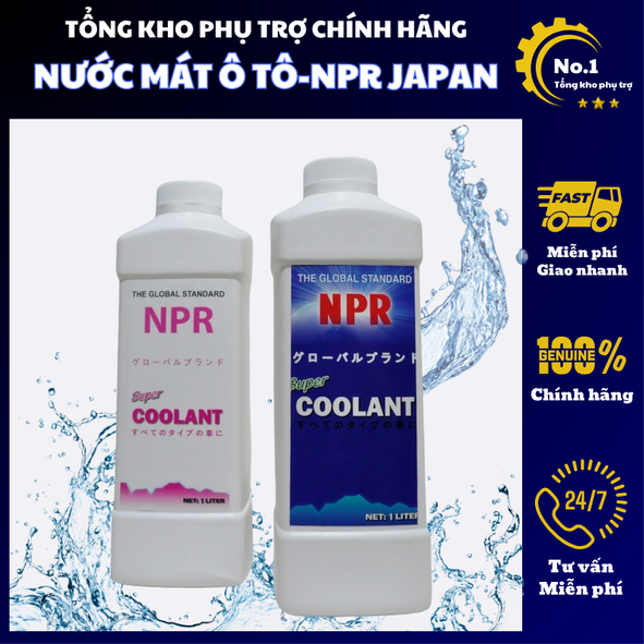 Nước làm mát ô tô - Nước mát động cơ ô tô màu xanh đỏ chính hãng NPR JAPAN 1L