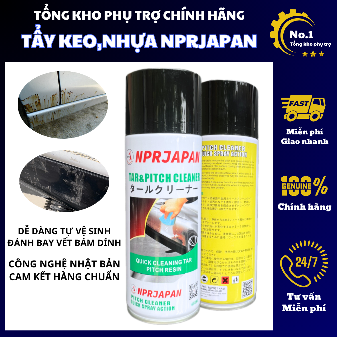 Tẩy keo băng dính - Chai tẩy keo, tẩy nhựa đường, tẩy đa năng chính hãng NPR Japan
