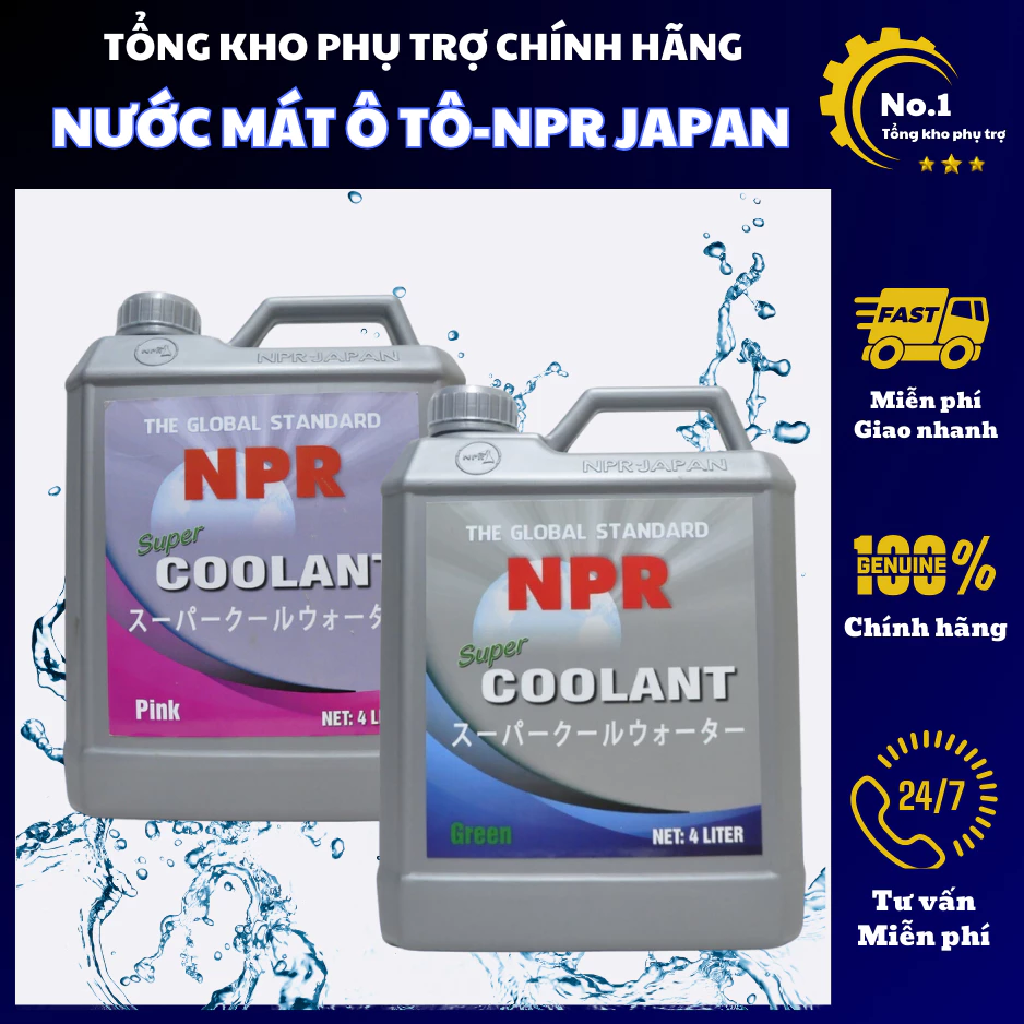 Nước làm mát ô tô - Nước mát động cơ ô tô màu xanh đỏ chính hãng NPR JAPAN 4L thùy